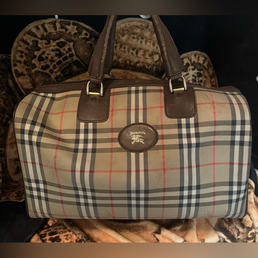 Burberry Haymarket check travel weekender bag